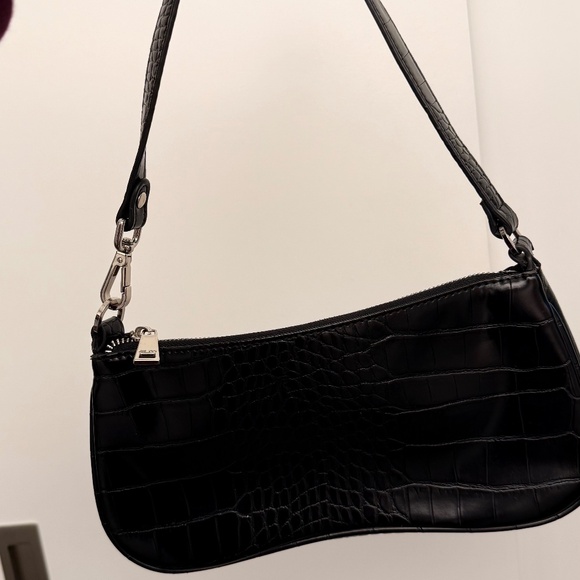 Black Croc Shoulder Handbag - Picture 2 of 5
